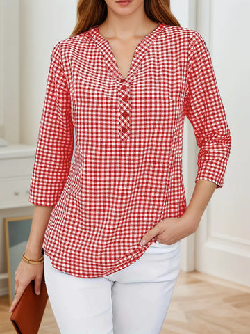 Orange Striped Printed Long-sleeved Shirt for Women, Fashionable