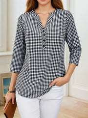 Plus Size Spring Autumn Women Fine Plaid Fashion Long Sleeve