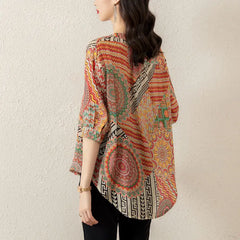 Summer New V-neck Fashion Half Sleeve Blouse Women High