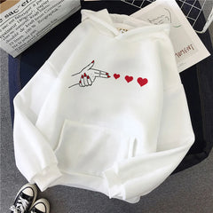 Funny Heart Pattern Printed Kangaroo Pocket Hoodies 90s Casual