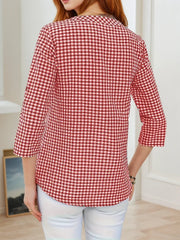 Plus Size Spring Autumn Women Fine Plaid Fashion Long Sleeve