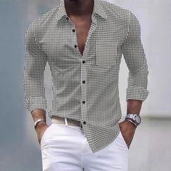 Spring Casual Turn-down Collar Shirts Men Vintage Long Sleeve Buttoned Cardigan Tops Autumn Stylish Plaid Print Men's Shirt