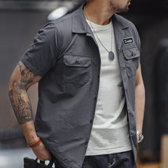 Spring Casual Turn-down Collar Shirts Men Vintage Long Sleeve